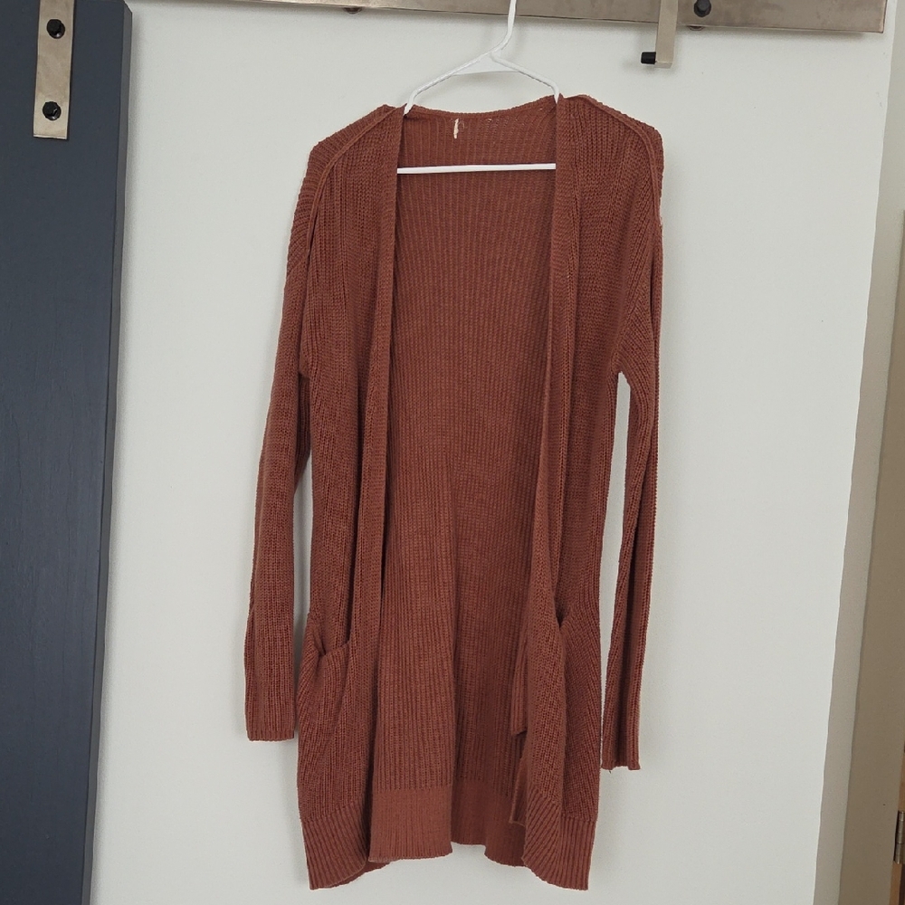 Women's Terracotta Open Front Cardigan M